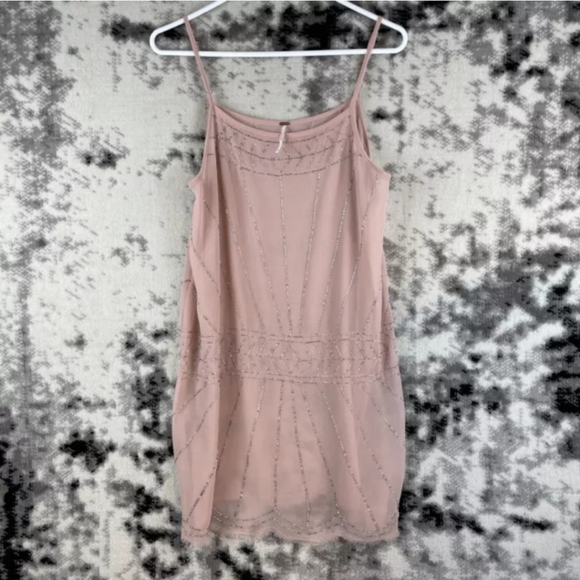 Free People NWTs Beaded Sheer Mini Dress - Picture 1 of 8